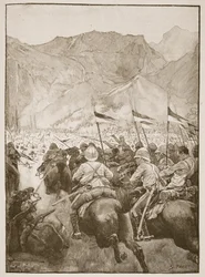 Överste Cleland ledde sina lanseringar, illustration från "Battles of the Nineteenth Century" av Archibald Forbes, G.A. Henty och major Arthur Griffiths